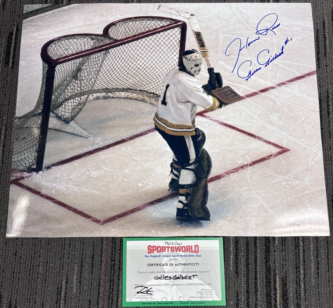 Gilles Gilbert Autographed Boston Bruins 16x20 Photo W/ Home Run Insc
