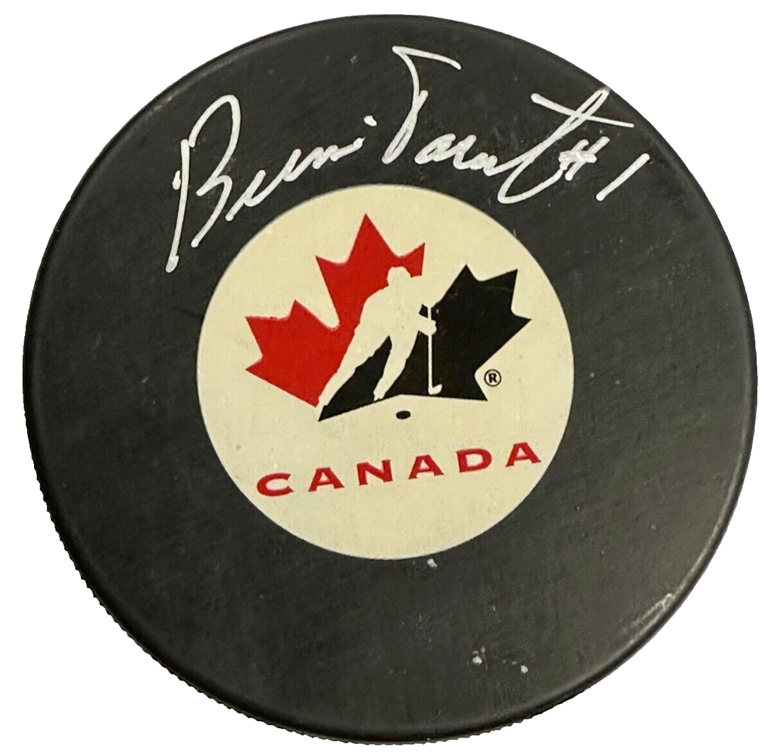 Bernie Parent Autographed Team Canada Puck HOF BAS