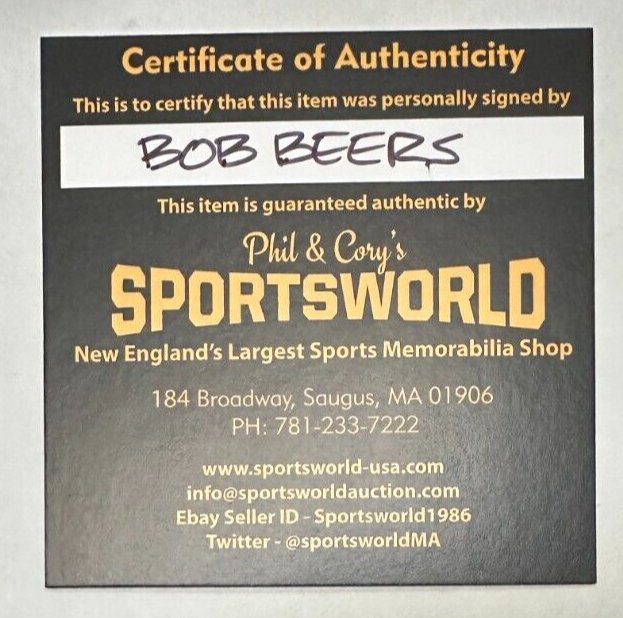 Bob Beers Autographed Boston Bruins Hockey Puck NHL
