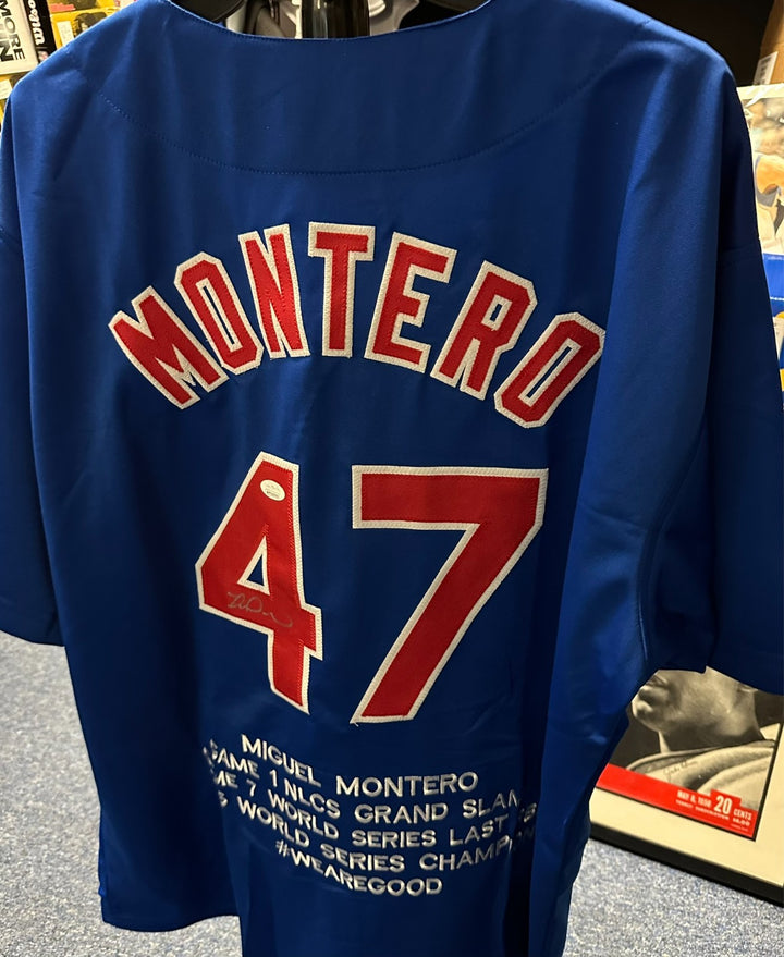 Miguel Montero Autographed Chicago Cubs Replica Stats Jersey JSA