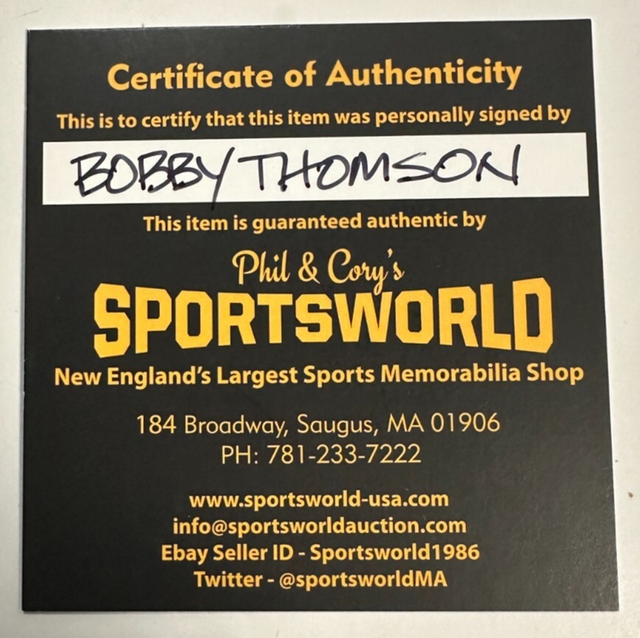 Bobby Thomson Autographed Official National League Baseball W/ 1951 WS Homerun