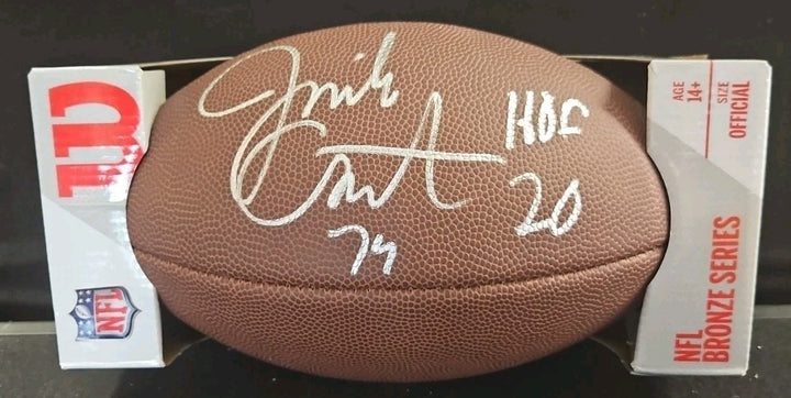 Jimbo Covert Signed HOF Inscribed Wilson NFL Bronze Football Schwartz COA