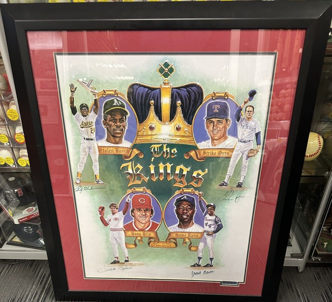Framed The Kings of Baseball Signed Print Aaron Rose Ryan Henderson BAS /755