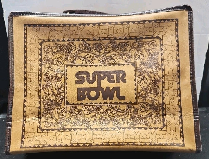 1974 SUPER BOWL VIII 8 Media Luncheon Zipper Bag Briefcase DOLPHINS vs VIKINGS