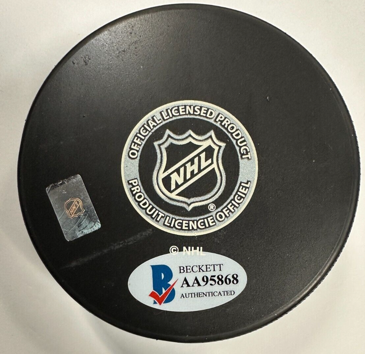 Norm Johnson Autographed Boston Bruins Hockey Puck BAS