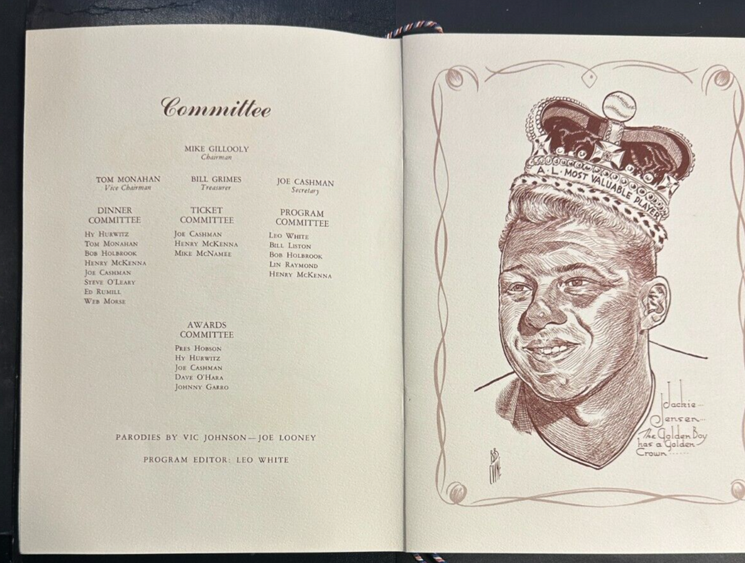 Jan 29, 1959 20th Annual Baseball Writers Association America Dinner Program