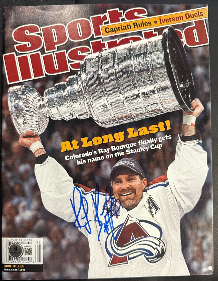 Ray Bourque Autographed June 8, 2001 Sports Illustrated Avalanche Champions BAS