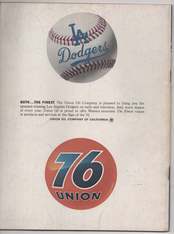 1965 World Series Program Los Angeles Dodgers & Minnesota Twins Game 3 Scored