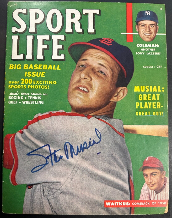 Stan Musial Autographed August 1950 Issue of Sport Life Magazine BAS Cardinals