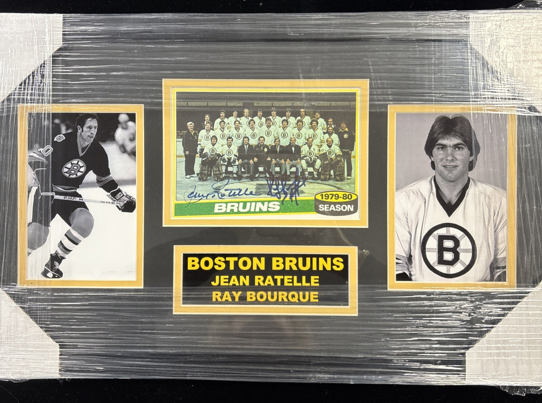 Jean Ratelle/ Ray Bourque Boston Bruins Hockey Autographed Pictures 12x21 COA