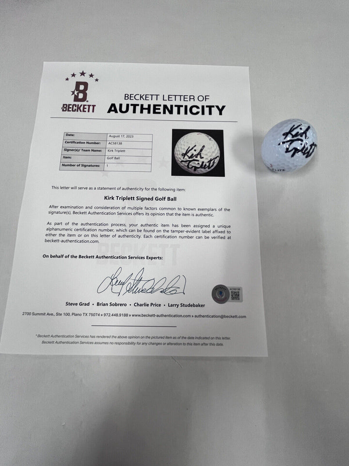 Kirk Triplett Autographed Signed Golf Ball PGA Tour W/Cube Beckett LOA