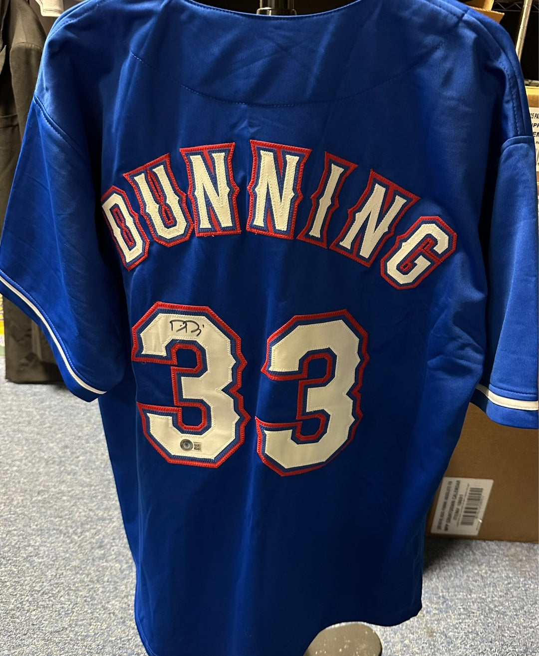 Dane Dunning Autographed Texas Rangers Replica Jersey BAS