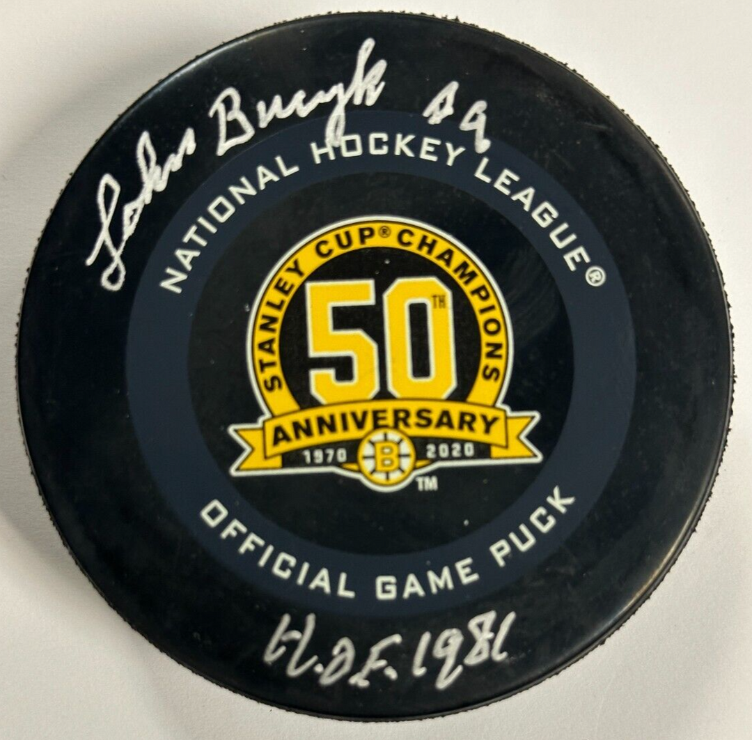 John Bucyk Autographed 2020 Boston Bruins Official Game Puck 50th Anniversary