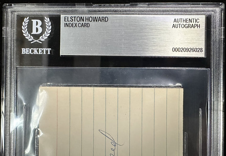 Elston Howard Autographed 3x5 Index Card BAS New York Yankees Encapsulated