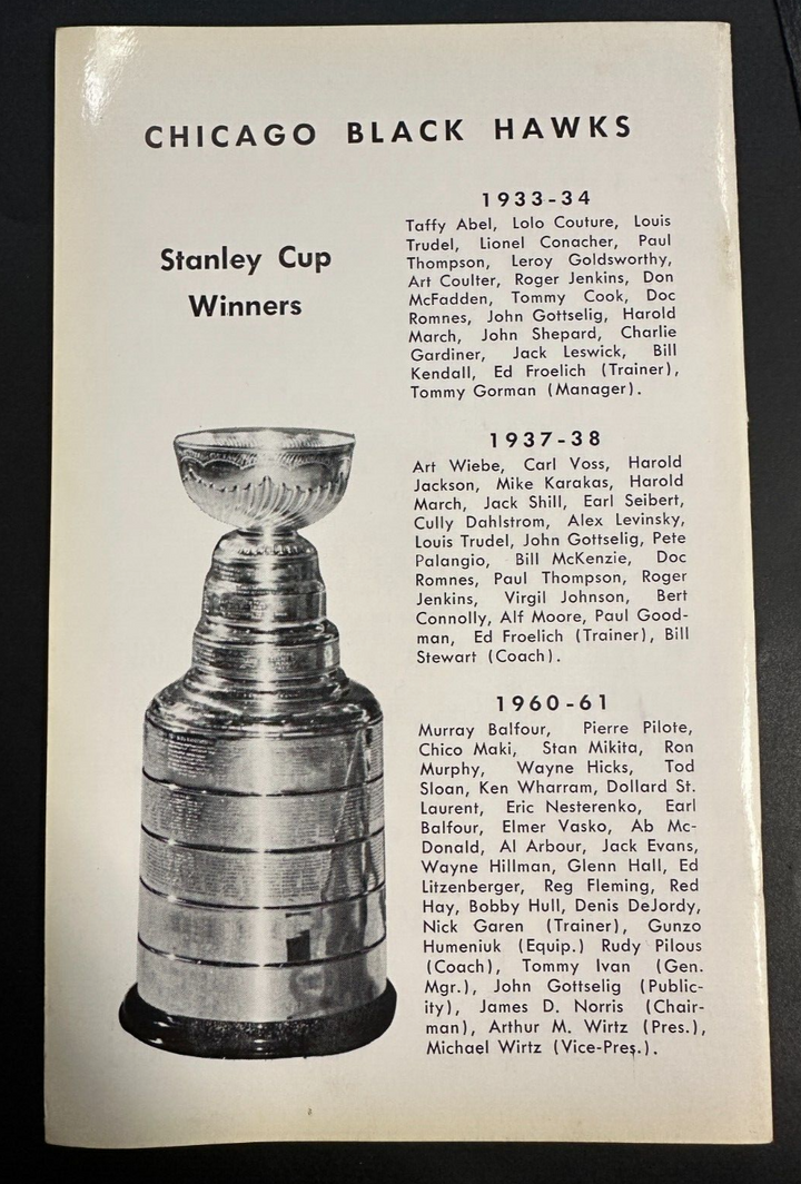 Vintage 1962-63 Chicago Black Hawks Press, Radio & Televison Guide NHL