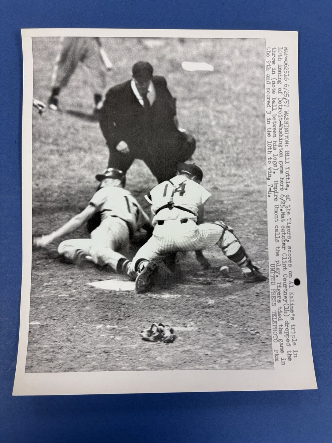 1957 Bill Tuttle Clint Courtney Original 6x9 Newspaper Wire Photo Washington