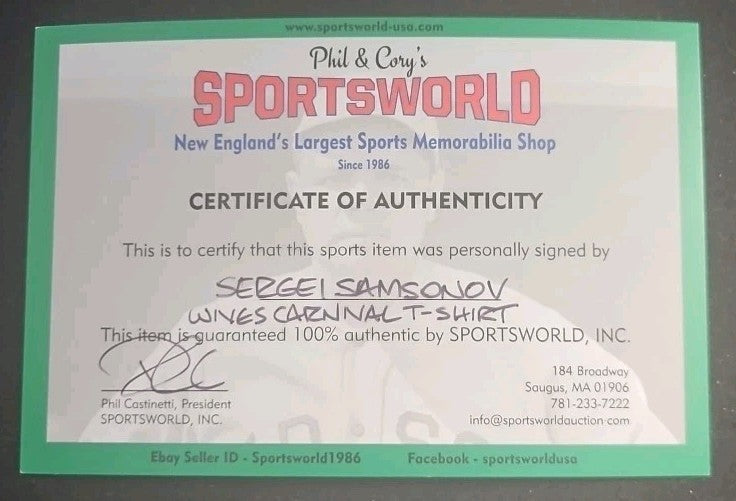 Sergei Samsonov Autographed Boston Bruins Wives Carnival T- Shirt COA