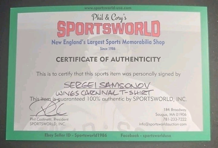 Sergei Samsonov Autographed Boston Bruins Wives Carnival T- Shirt COA