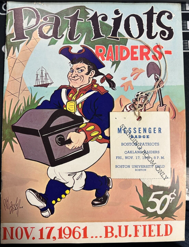 November 17, 1961 Boston Patriots & Oakland Raiders Program & SRO Pass AFL