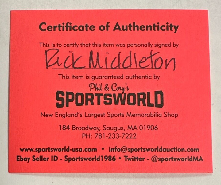 Rick Middleton Autographed Boston Bruins Hockey Puck NHL