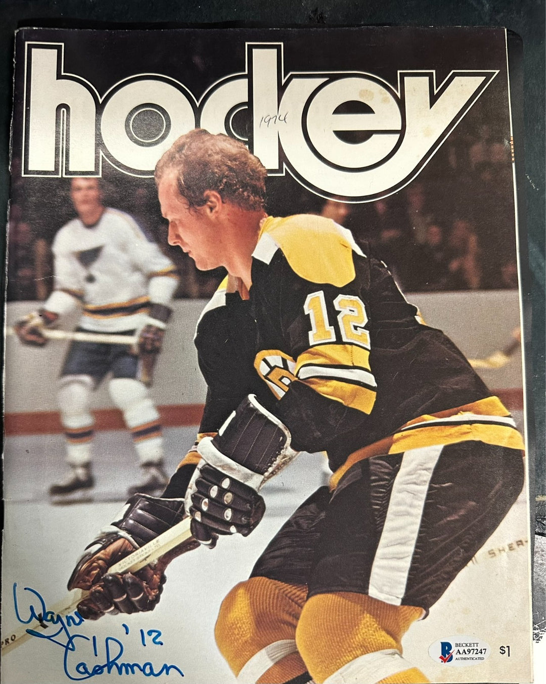 1974 Wayne Cashman Autographed Boston Bruins & Toronto Maple Leafs Program BAS