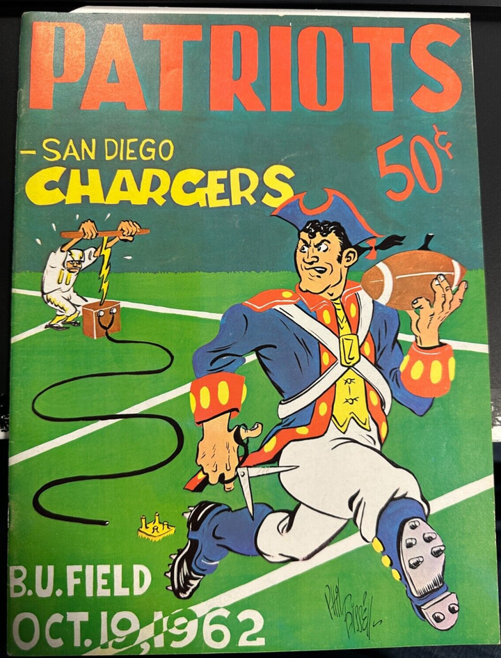 Oct 19, 1962 Boston Patriots & San Diego Chargers Program AFL 24-20 Pats