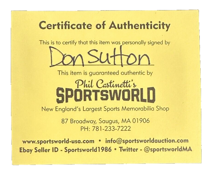 Don Sutton Autographed National League Baseball HOF Dodgers