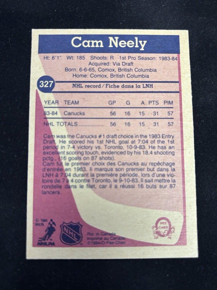 1984-85 O-Pee-Chee Cam Neely Autographed Rookie Card #327 Bruins HOF