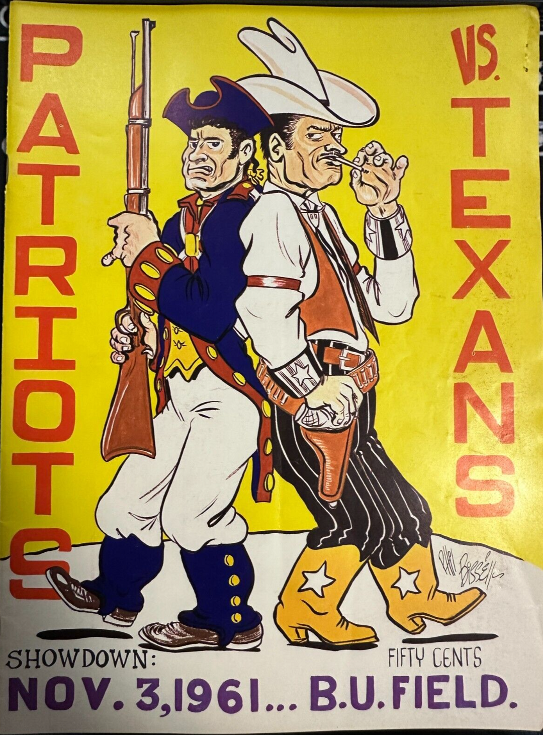 November 3, 1961 Boston Patriots & Dallas Texans Program AFL