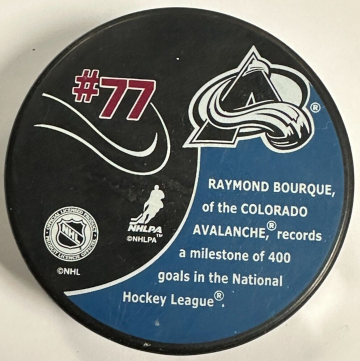 Ray Bourque Autographed 400 Career Goals Commemorative Hockey Puck NHL
