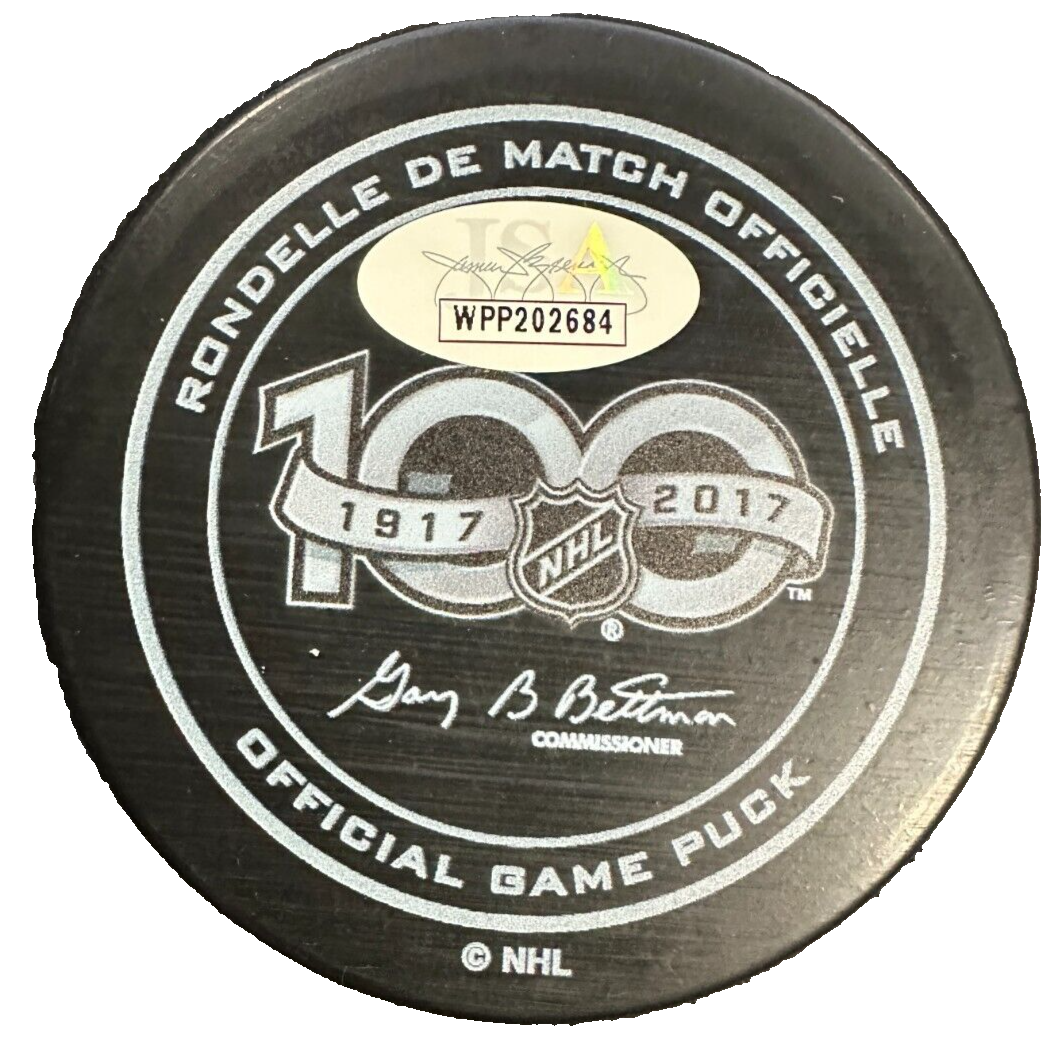 Phil Esposito Signed 2017 NHL 100th Anniversary Official Game Puck Bruins JSA