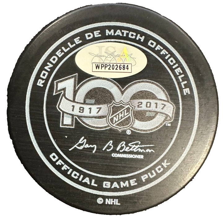 Phil Esposito Signed 2017 NHL 100th Anniversary Official Game Puck Bruins JSA