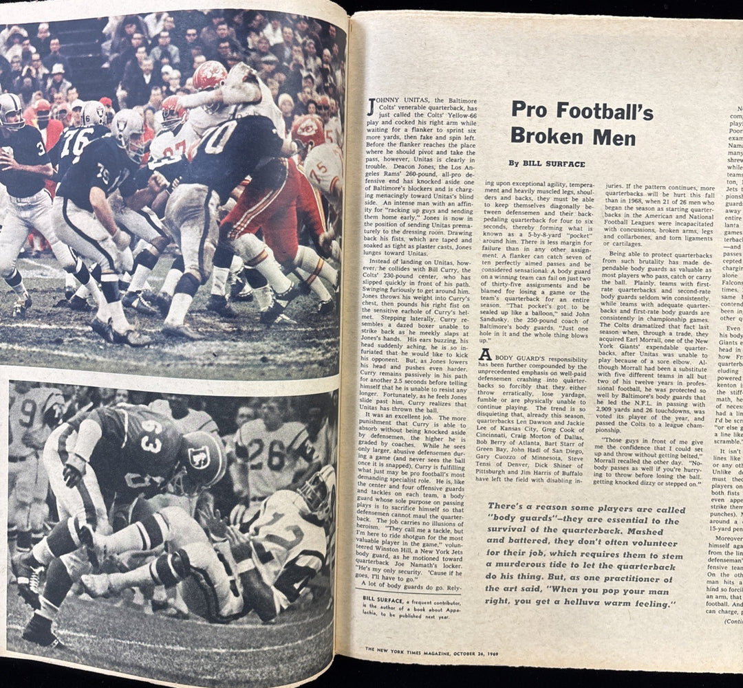 Oct 26 1969 New York Times Magazine / Pro Footballs Broken Men