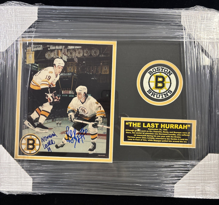 Normand Leveille /Ray Bourque Boston Bruins Signed Framed Photo COA 8x10