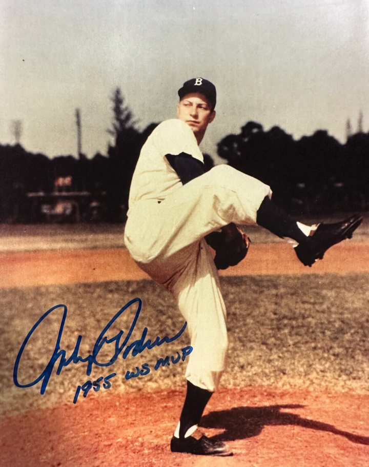 Johnny Podres Autographed Brooklyn Dodgers 8x10 Photo W/ 1955 WS MVP Insc