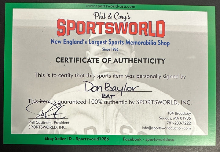 Don Baylor Autographed Rawlings Big Stick Model Bat W/ 1979 AL MVP Red Sox