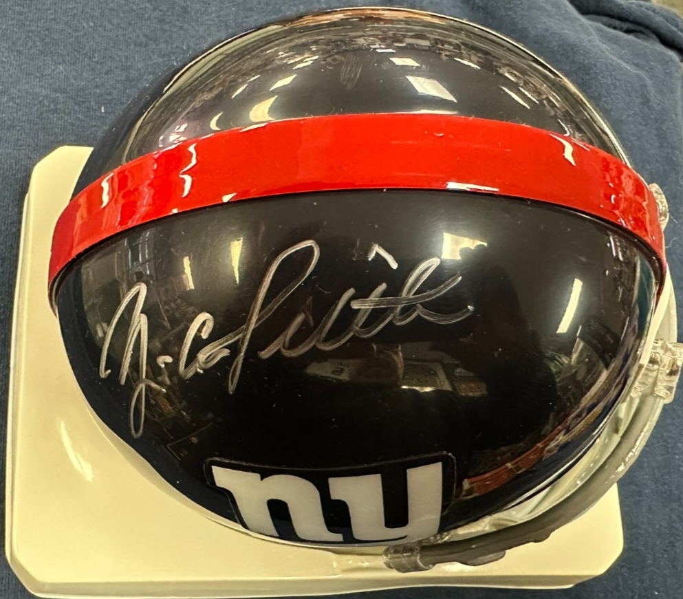 Y.A. Tittle Autographed New York Giants Mini Helmet HOF Leaf Authentic