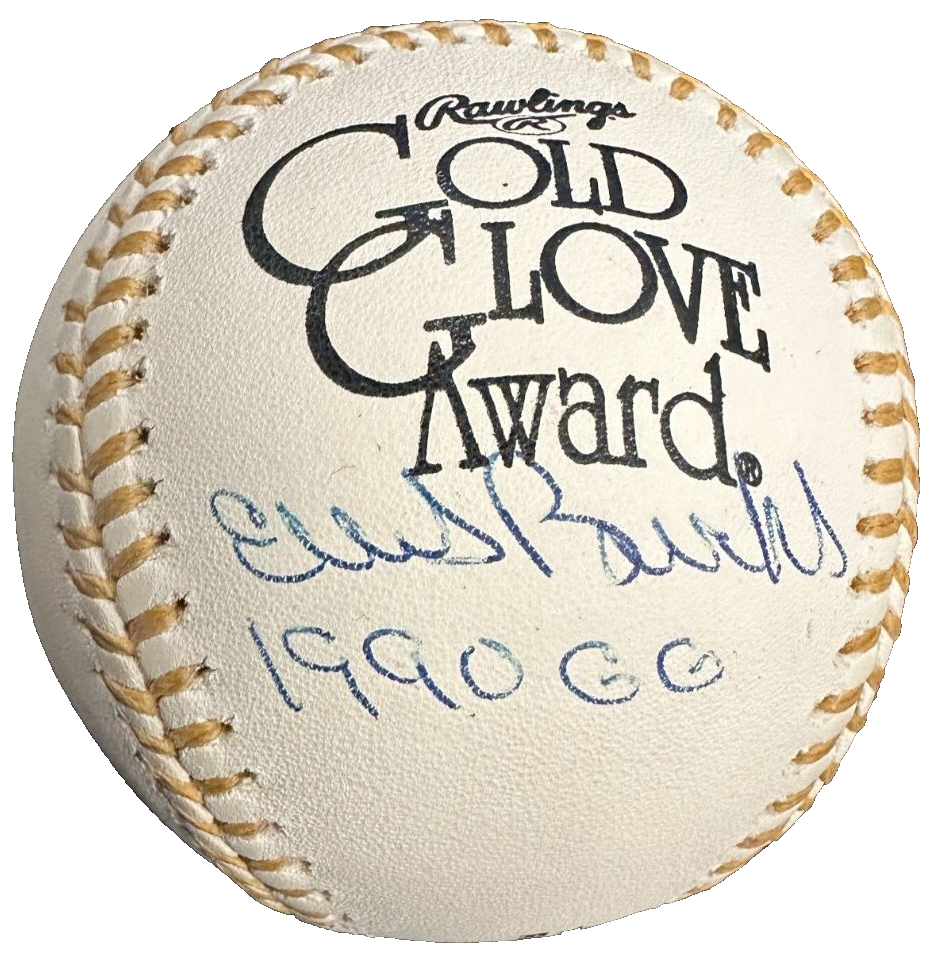 Ellis Burks Autographed Rawlings Gold Glove Baseball W/ 1990 GG Insc Red Sox