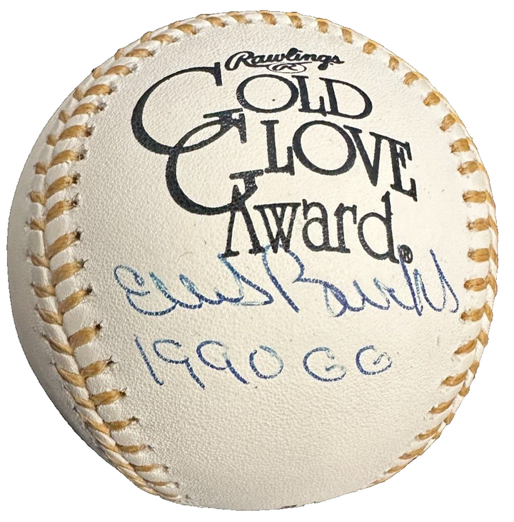 Ellis Burks Autographed Rawlings Gold Glove Baseball W/ 1990 GG Insc Red Sox