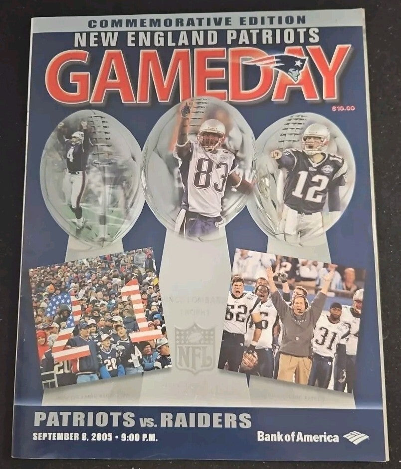 9/8/05 Patriots vs. Raiders Program & Ticket Superbowl Banner Ceremony