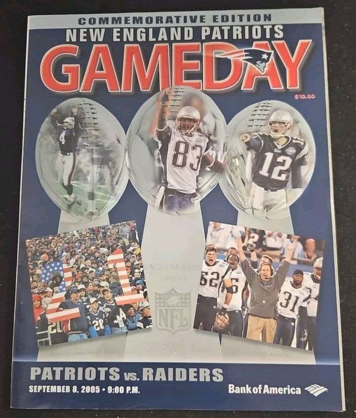 9/8/05 Patriots vs. Raiders Program & Ticket Superbowl Banner Ceremony