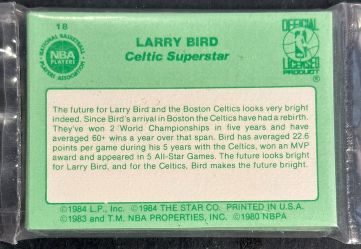 1984 Star Co. Boston Celtics Larry Bird MVP Set Sealed Bag Rare