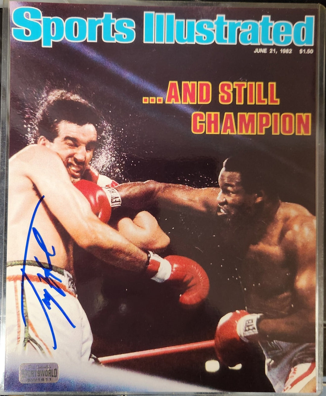 Larry Holmes Signed 8x10 Sports Illustrated Replica Cover Photo Boxing HOF COA