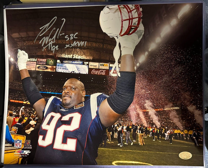 Ted Washington Autographed 16x20 Photo New England Patriots W/ SBC XXXVIII