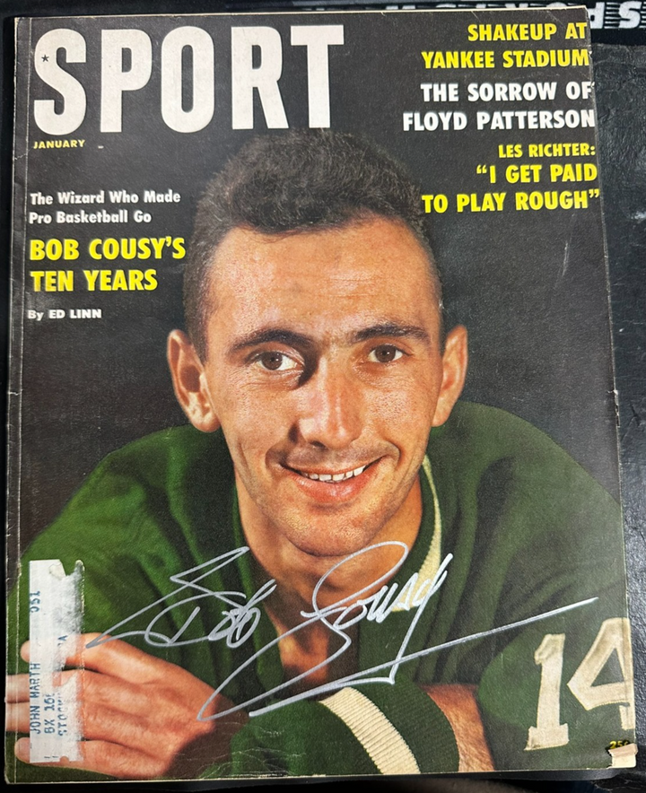 Bob Cousy Autographed January 1960 Issue of Sport Magazine BAS HOF