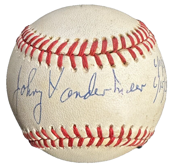 Johnny Vander Meer Autographed OAL Baseball W/ 6/11/38 & 6/15/38 Insc BAS Reds