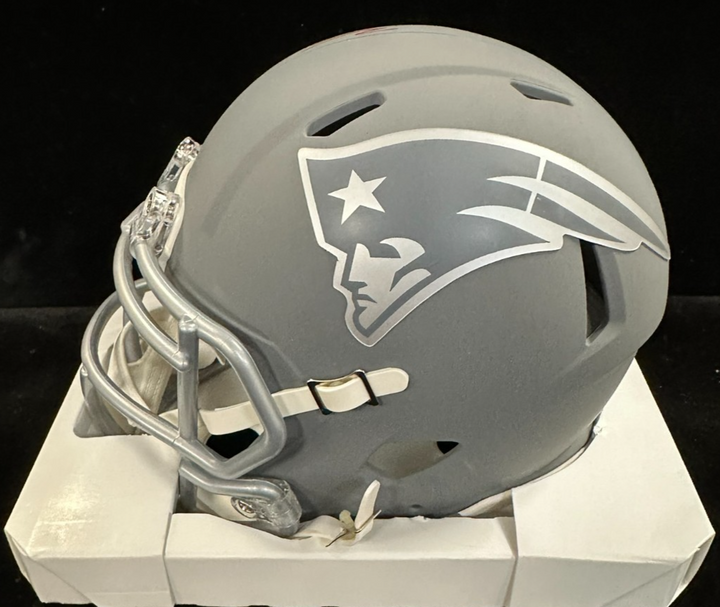 Will Campbell Autographed New England Patriots Slate Mini Speed Helmet JSA