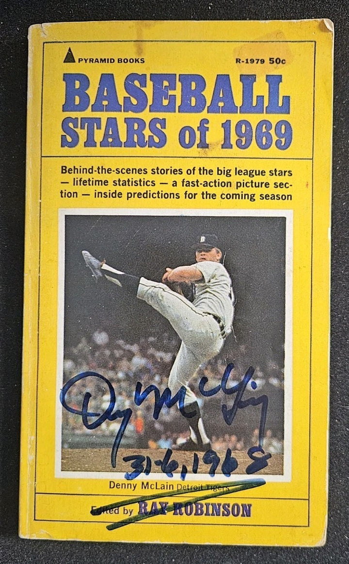 Denny McLain Autographed Copy Of Baseball Stars Of 1969 Book Detroit Tigers COA 