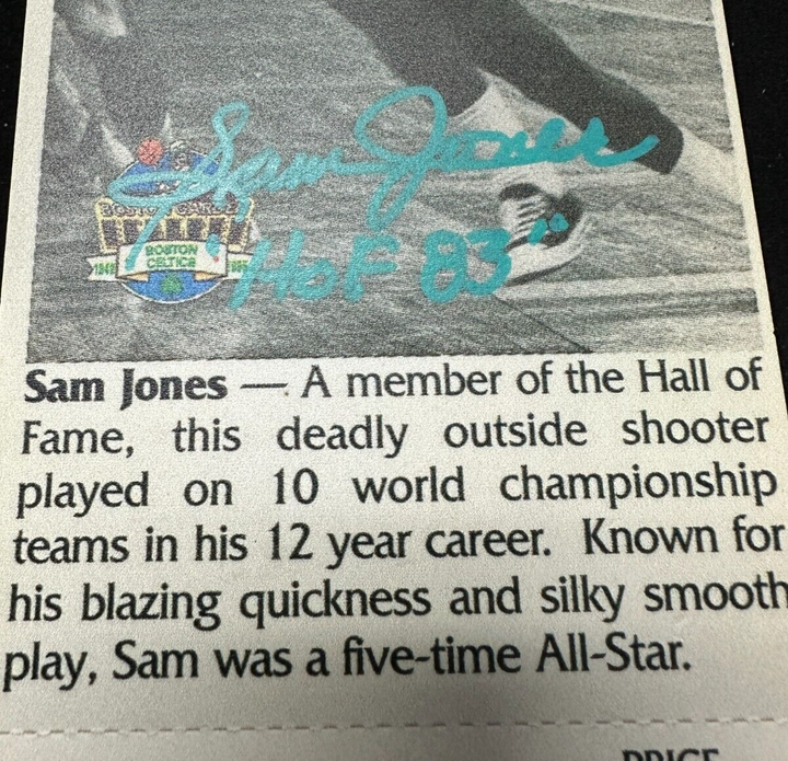 Sam Jones Autographed 1994-95 Boston Celtics Oversized Ticket W/ HOF 83 PSA/DNA