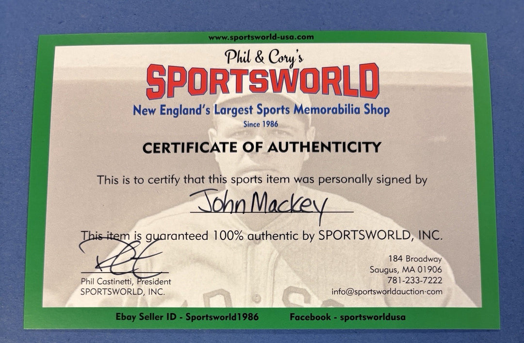 John Mackey HOF Signed Wilson Football Indianapolis Colts Sportsworld COA